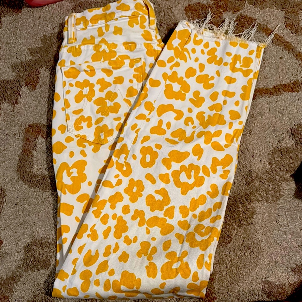 Yellow Patterned Women's Jeans
